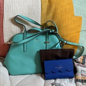 Kate Spade Darcy small satchel. Tiffany blue. Wallet and dustbag.